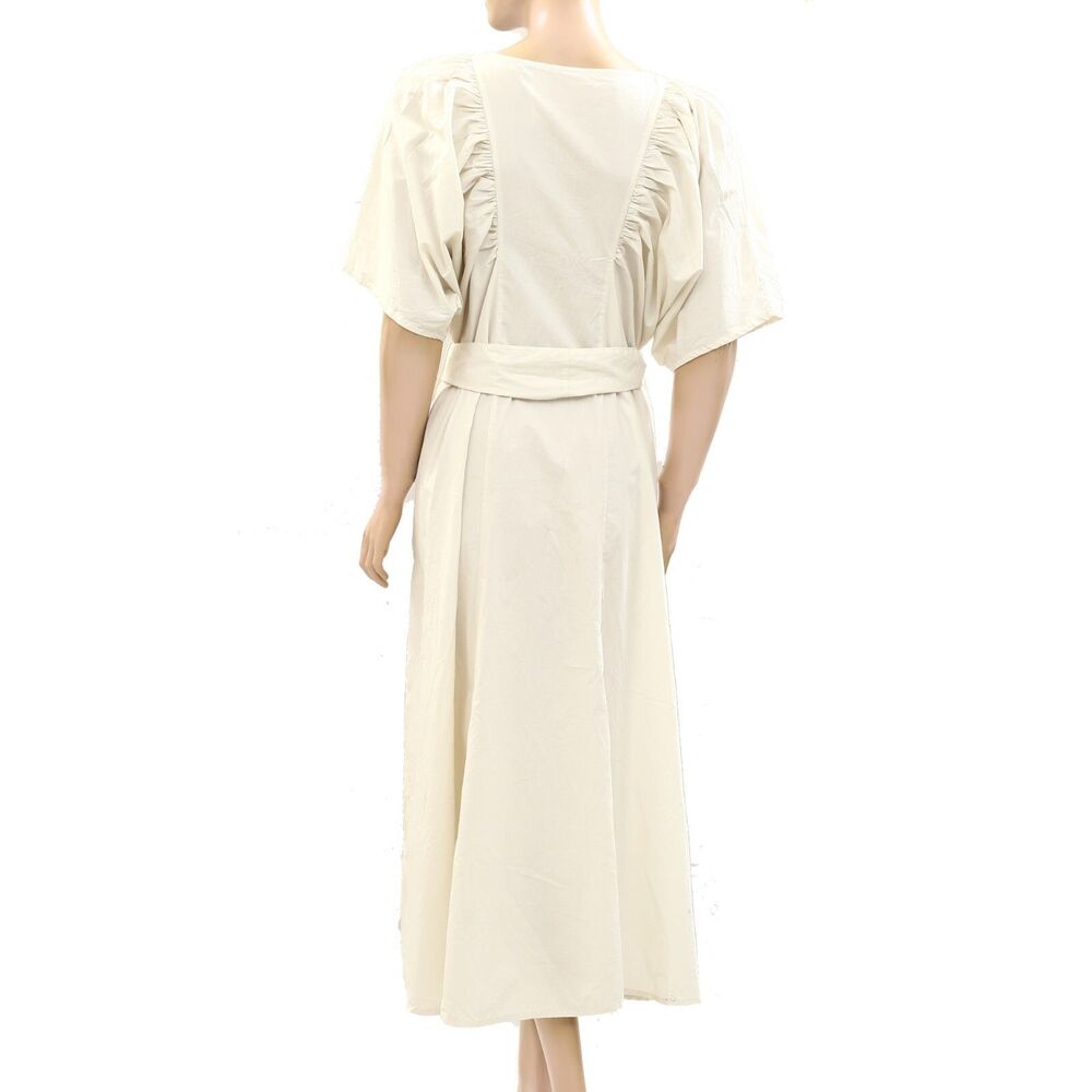 Merlette Lante Solid Midi Dress Kimono Resort Cotton Poplin Resort XS 277514 - Picture 3 of 4